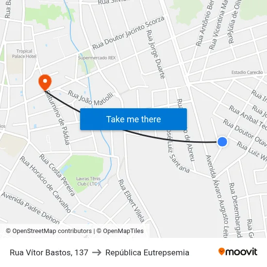 Rua Vítor Bastos, 137 to República Eutrepsemia map