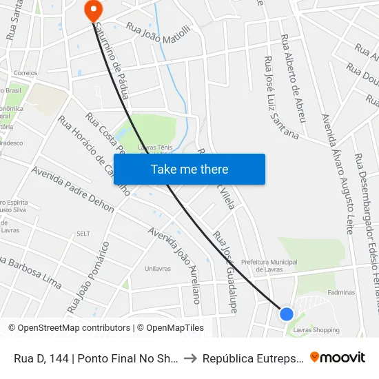 Rua D, 144 | Ponto Final No Shopping to República Eutrepsemia map