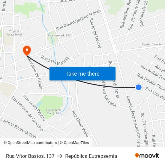 Rua Vítor Bastos, 137 to República Eutrepsemia map