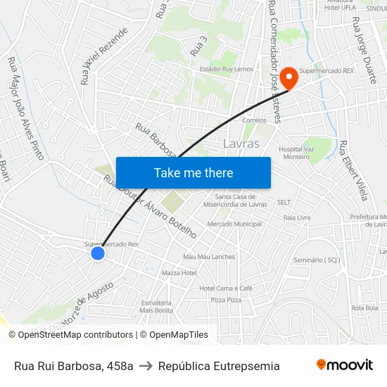 Rua Rui Barbosa, 458a to República Eutrepsemia map