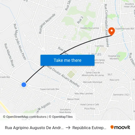 Rua Agripino Augusto De Andrade, 96 to República Eutrepsemia map