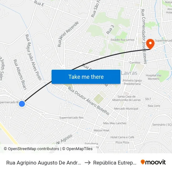 Rua Agripino Augusto De Andrade, 350 to República Eutrepsemia map