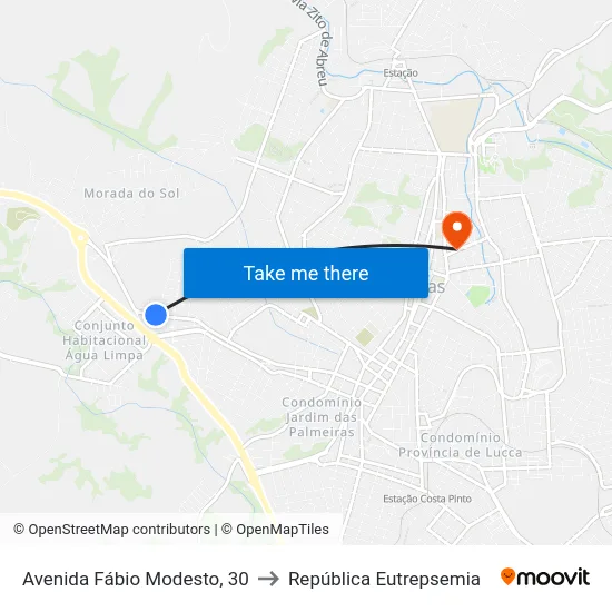 Avenida Fábio Modesto, 30 to República Eutrepsemia map