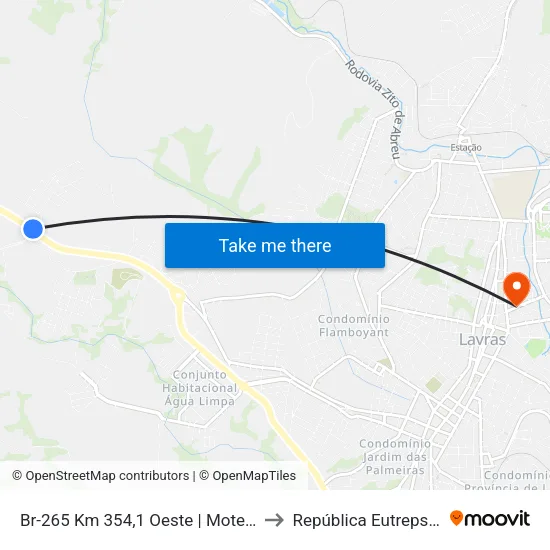 Br-265 Km 354,1 Oeste | Motel Scala to República Eutrepsemia map