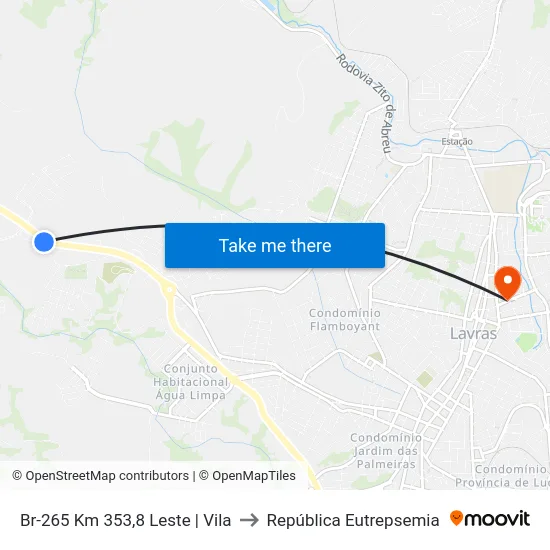 Br-265 Km 353,8 Leste | Vila to República Eutrepsemia map