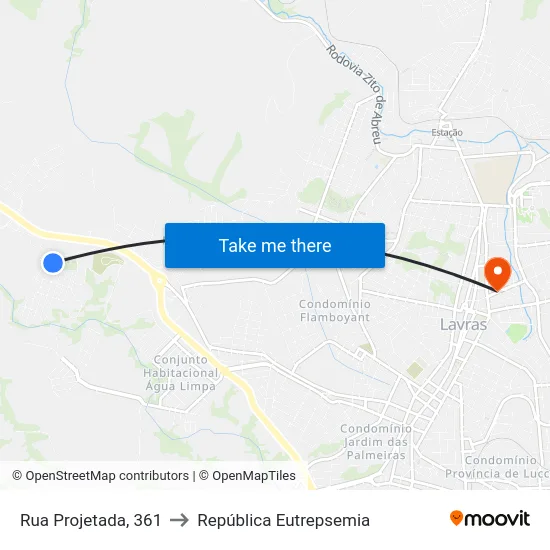 Rua Projetada, 361 to República Eutrepsemia map