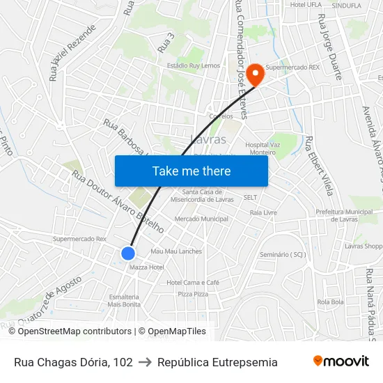 Rua Chagas Dória, 102 to República Eutrepsemia map