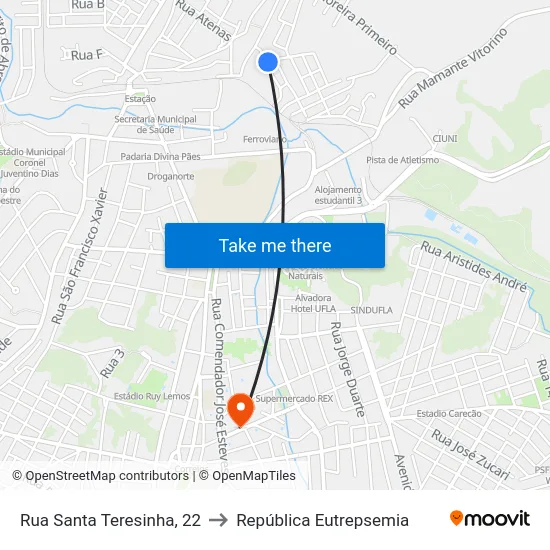 Rua Santa Teresinha, 22 to República Eutrepsemia map