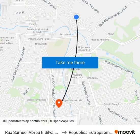 Rua Samuel Abreu E Silva, 70 to República Eutrepsemia map