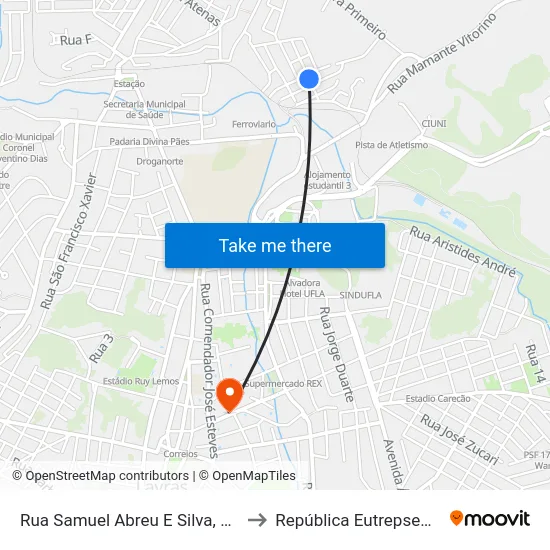 Rua Samuel Abreu E Silva, 135 to República Eutrepsemia map