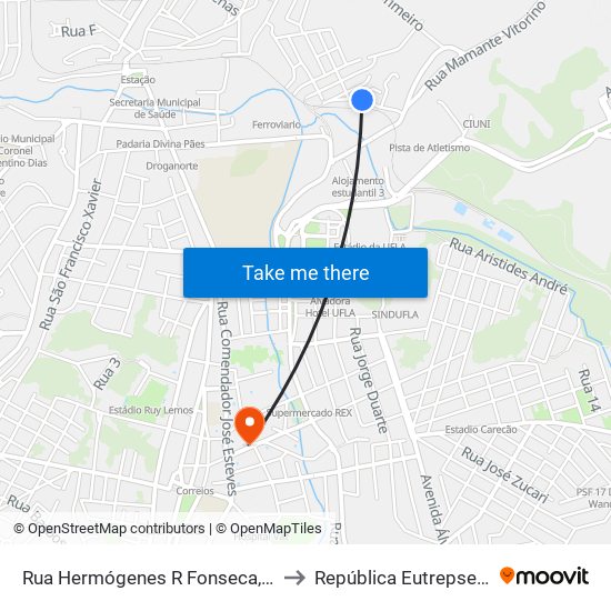 Rua Hermógenes R Fonseca, 174 to República Eutrepsemia map