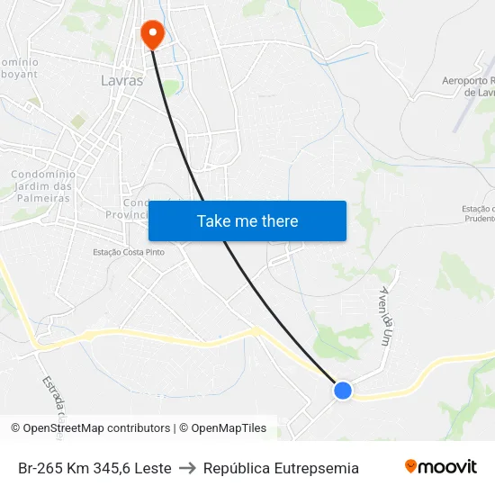 Br-265 Km 345,6 Leste to República Eutrepsemia map