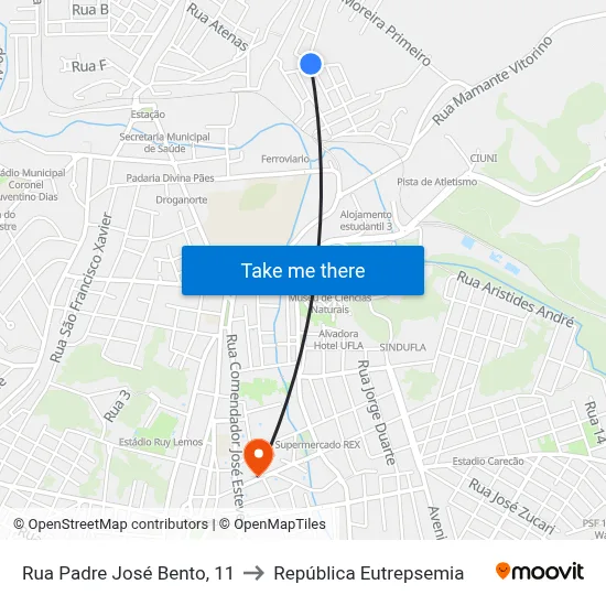 Rua Padre José Bento, 11 to República Eutrepsemia map