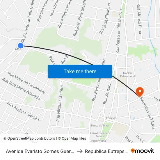 Avenida Evaristo Gomes Guerra, 855 to República Eutrepsemia map
