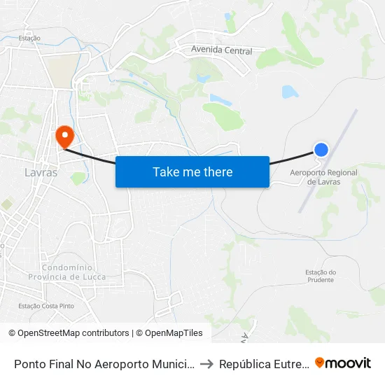 Ponto Final No Aeroporto Municipal De Lavras to República Eutrepsemia map