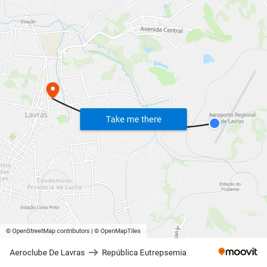 Aeroclube De Lavras to República Eutrepsemia map