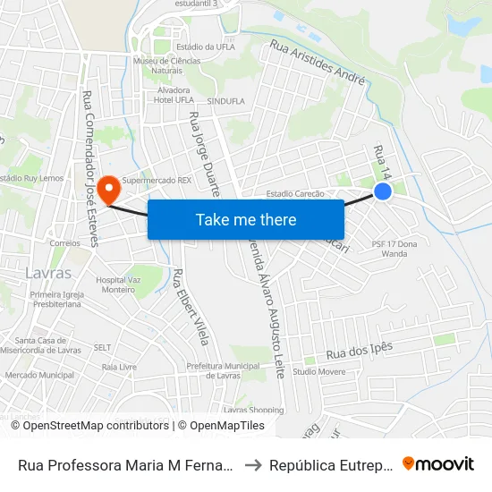 Rua Professora Maria M Fernandes, 431 to República Eutrepsemia map