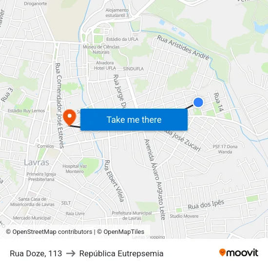 Rua Doze, 113 to República Eutrepsemia map