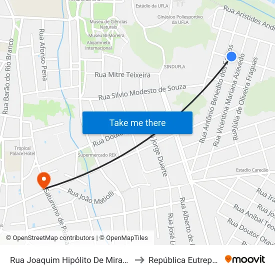 Rua Joaquim Hipólito De Miranda, 82a to República Eutrepsemia map