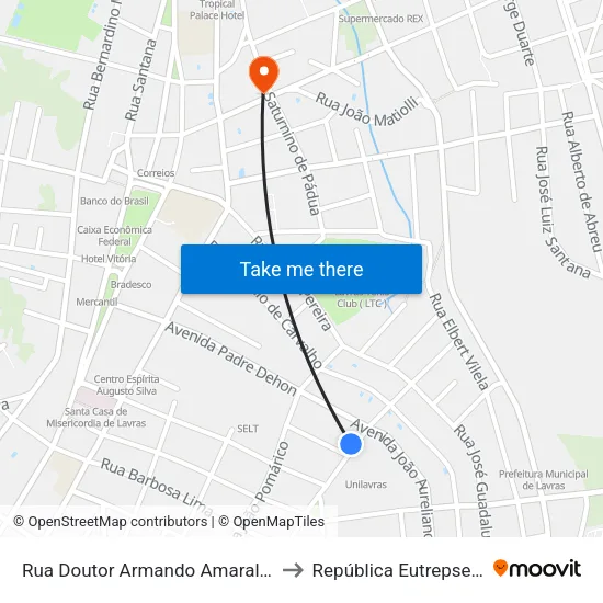 Rua Doutor Armando Amaral, 365 to República Eutrepsemia map
