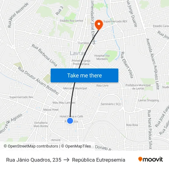 Rua Jânio Quadros, 235 to República Eutrepsemia map