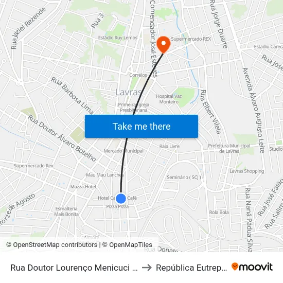 Rua Doutor Lourenço Menicuci Filho, 102 to República Eutrepsemia map