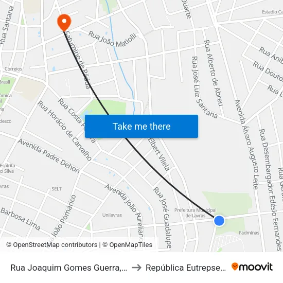 Rua Joaquim Gomes Guerra, 100 to República Eutrepsemia map