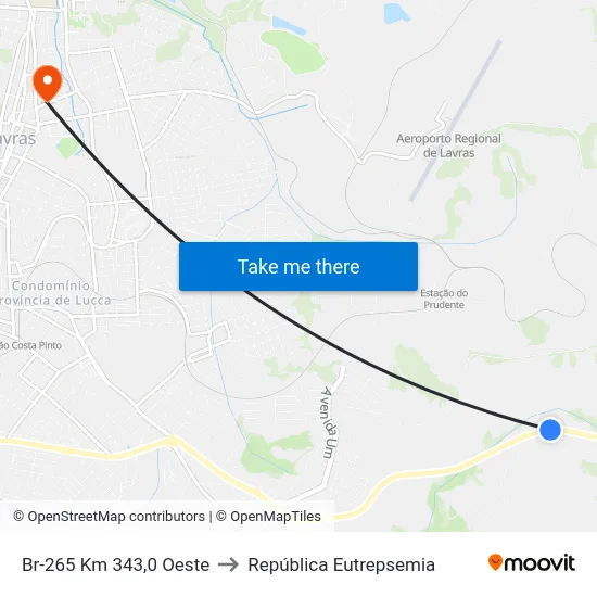 Br-265 Km 343,0 Oeste to República Eutrepsemia map