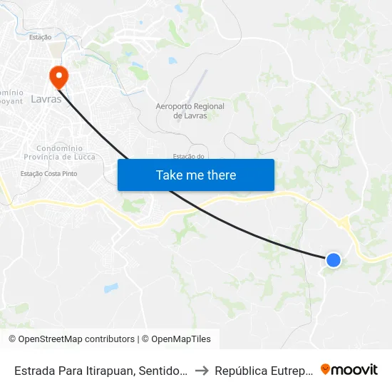 Estrada Para Itirapuan, Sentido Itirapuan to República Eutrepsemia map