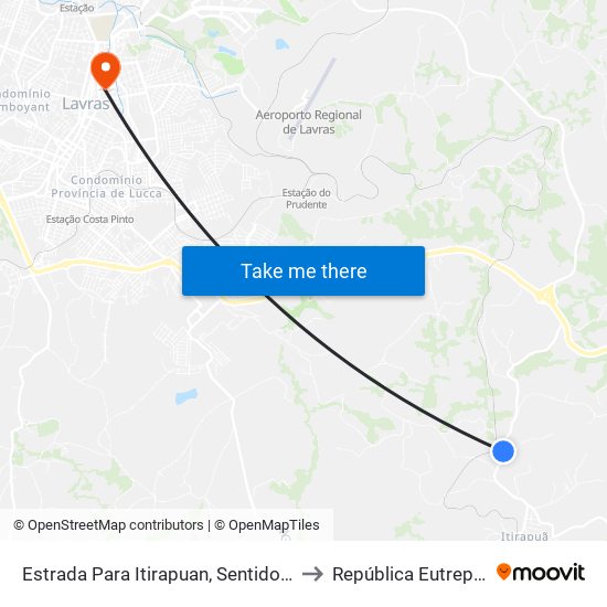 Estrada Para Itirapuan, Sentido Itirapuan to República Eutrepsemia map