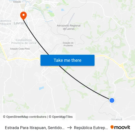 Estrada Para Itirapuan, Sentido Itirapuan to República Eutrepsemia map