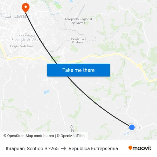 Itirapuan, Sentido Br-265 to República Eutrepsemia map