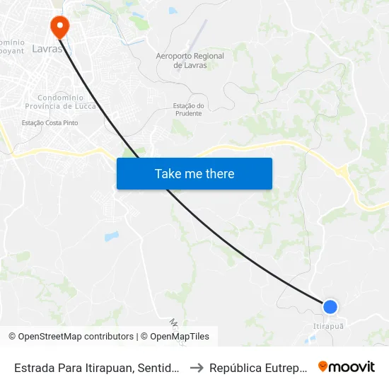 Estrada Para Itirapuan, Sentido Br-265 to República Eutrepsemia map