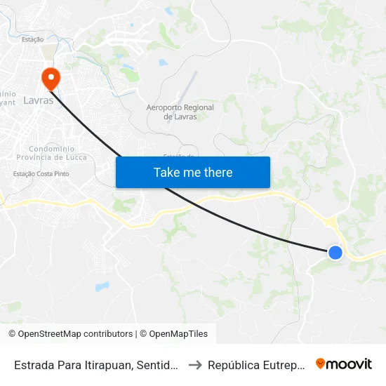 Estrada Para Itirapuan, Sentido Br-265 to República Eutrepsemia map