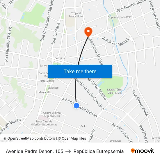 Avenida Padre Dehon, 105 to República Eutrepsemia map
