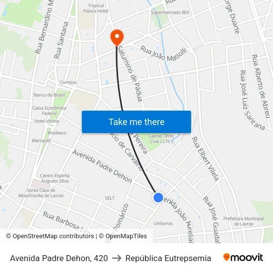 Avenida Padre Dehon, 420 to República Eutrepsemia map