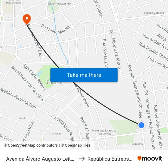Avenida Álvaro Augusto Leite, 733 to República Eutrepsemia map
