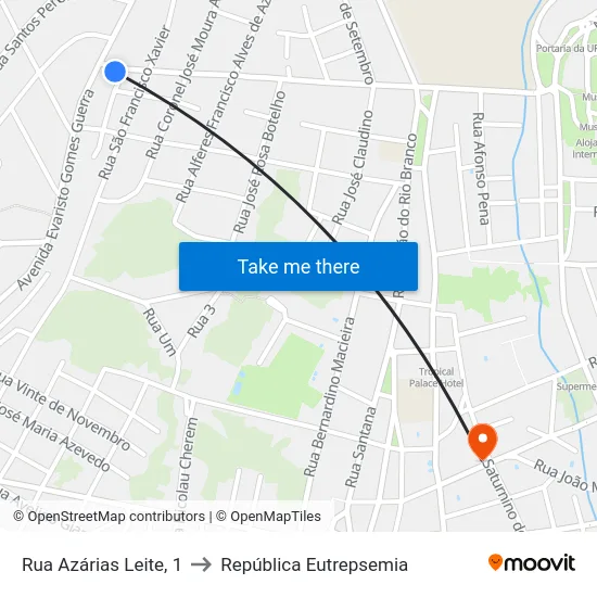Rua Azárias Leite, 1 to República Eutrepsemia map