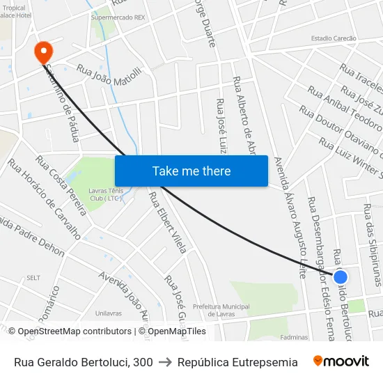 Rua Geraldo Bertoluci, 300 to República Eutrepsemia map