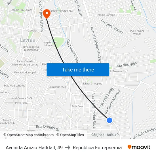 Avenida Anizio Haddad, 49 to República Eutrepsemia map
