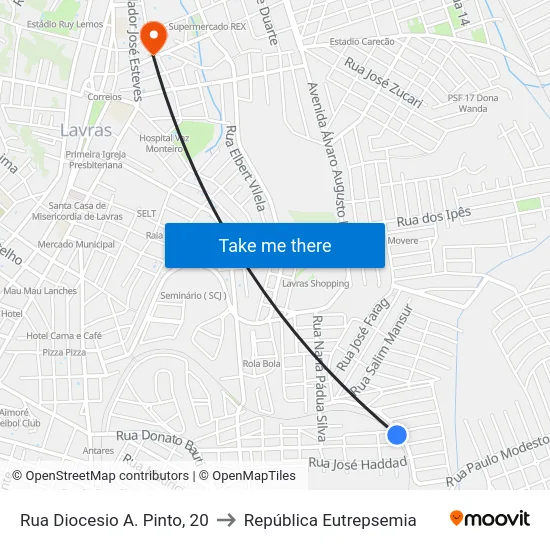 Rua Diocesio A. Pinto, 20 to República Eutrepsemia map