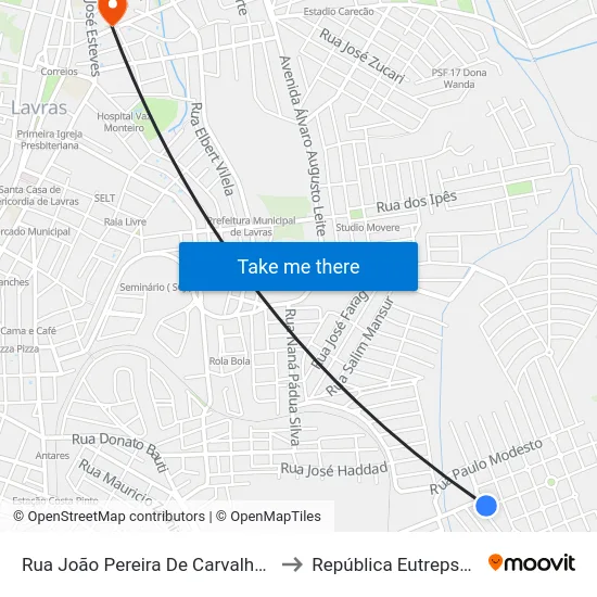 Rua João Pereira De Carvalho, 269 to República Eutrepsemia map