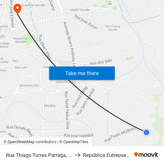 Rua Thiago Torres Parraga, 125 to República Eutrepsemia map
