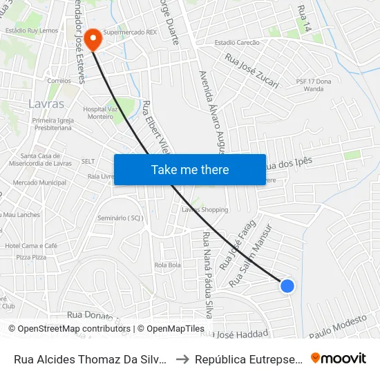Rua Alcides Thomaz Da Silva, 32 to República Eutrepsemia map