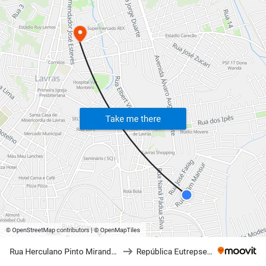 Rua Herculano Pinto Miranda, 21 to República Eutrepsemia map