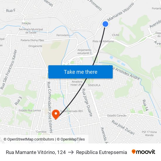 Rua Mamante Vitórino, 124 to República Eutrepsemia map