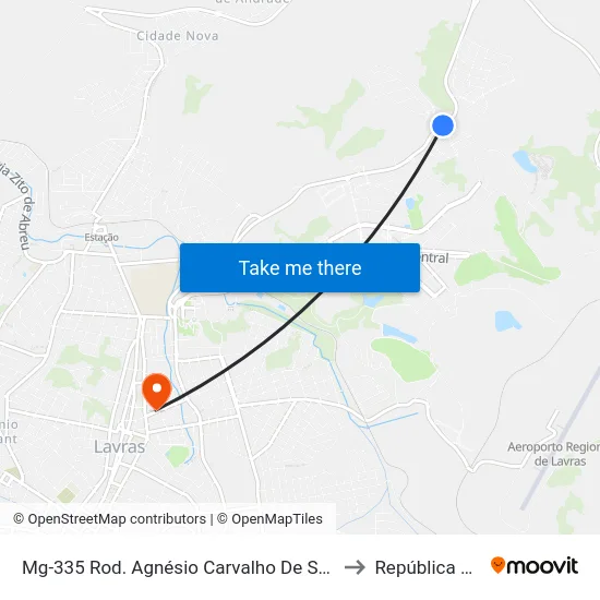 Mg-335 Rod. Agnésio Carvalho De Souza Km 85,5 Norte | Lavrinhas to República Eutrepsemia map