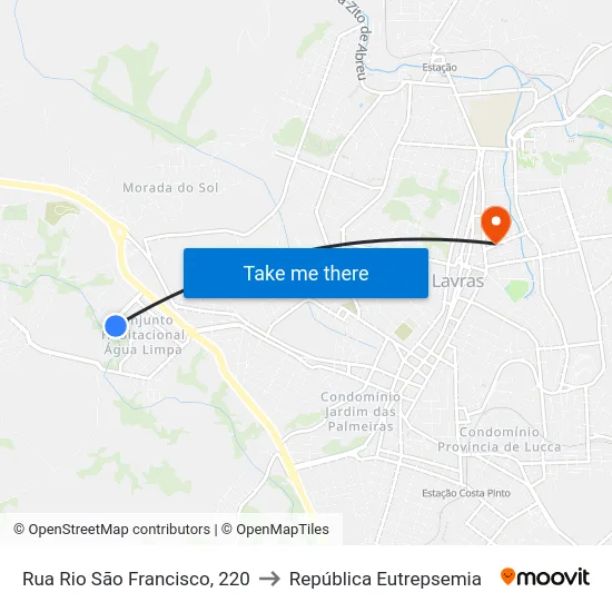 Rua Rio São Francisco, 220 to República Eutrepsemia map