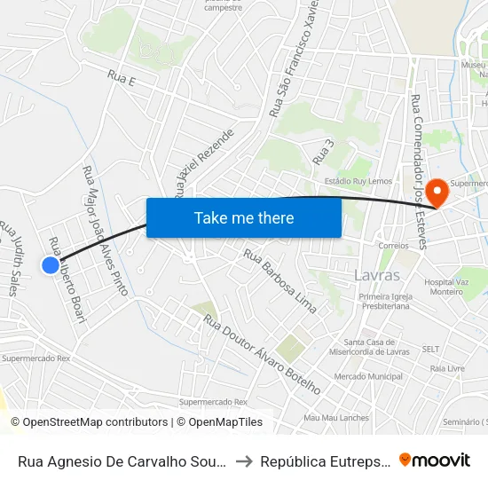 Rua Agnesio De Carvalho Souza, 408 to República Eutrepsemia map