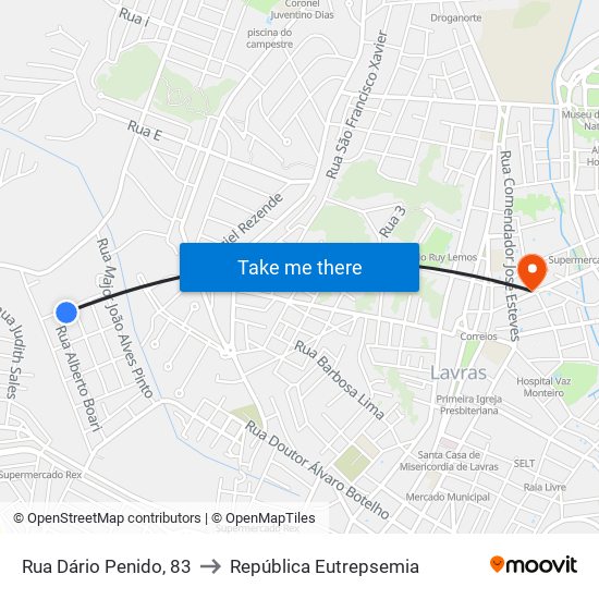 Rua Dário Penido, 83 to República Eutrepsemia map